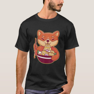 Shiba Inu Ramen Japans hond Eating Ramen Noodles T-shirt