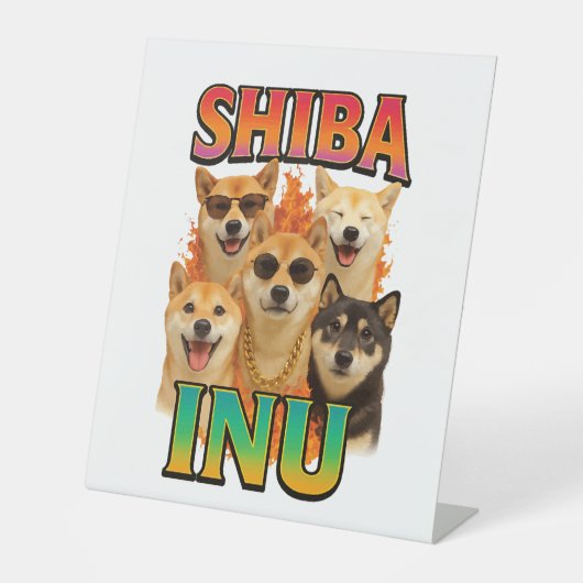 Shiba Inu Reclamebord Met Voetstuk (Voorkant)