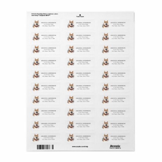Shiba Inu Return Address Labels (Full Sheet)