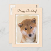 Shiba Inu (rood) schilderen - Oorspronkelijke hond Briefkaart (Voorkant / Achterkant)
