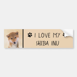Shiba Inu (rood) schilderen - Oorspronkelijke hond Bumpersticker