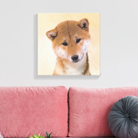 Shiba Inu (rood) schilderen - Oorspronkelijke hond Canvas Afdruk (Insitu (Woonkamer))