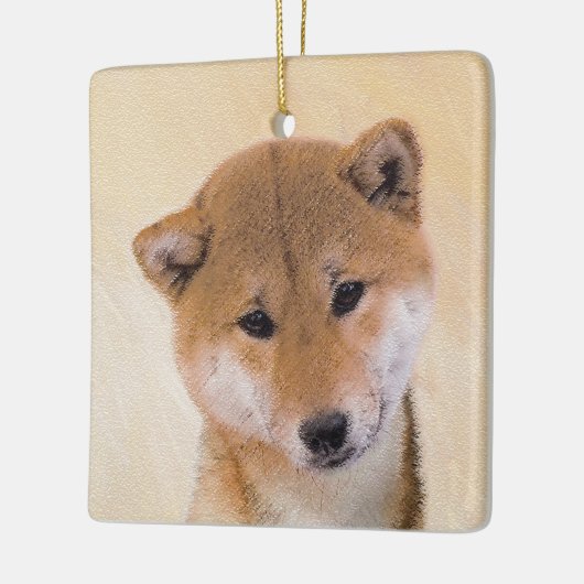 Shiba Inu (rood) schilderen - Oorspronkelijke hond Keramisch Ornament (Links)