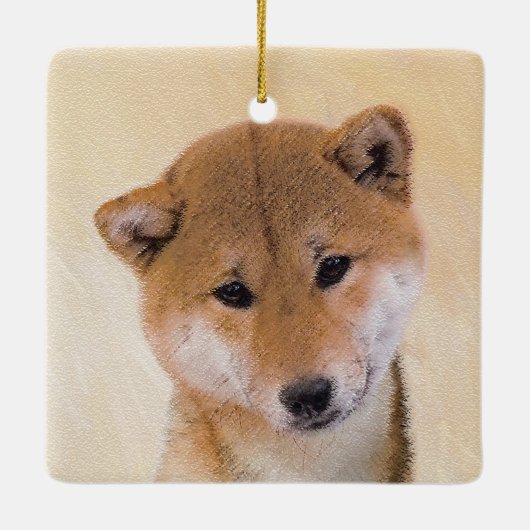 Shiba Inu (rood) schilderen - Oorspronkelijke hond Keramisch Ornament (Achterkant)