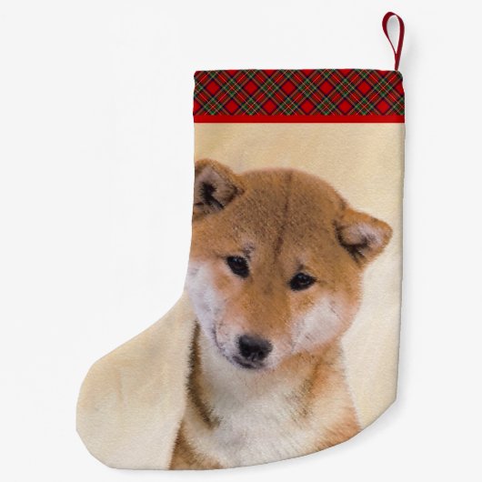 Shiba Inu (rood) schilderen - Oorspronkelijke hond Kleine Kerstsok (Achterkant)