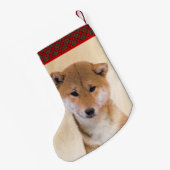 Shiba Inu (rood) schilderen - Oorspronkelijke hond Kleine Kerstsok (Achterkant (Hangend))