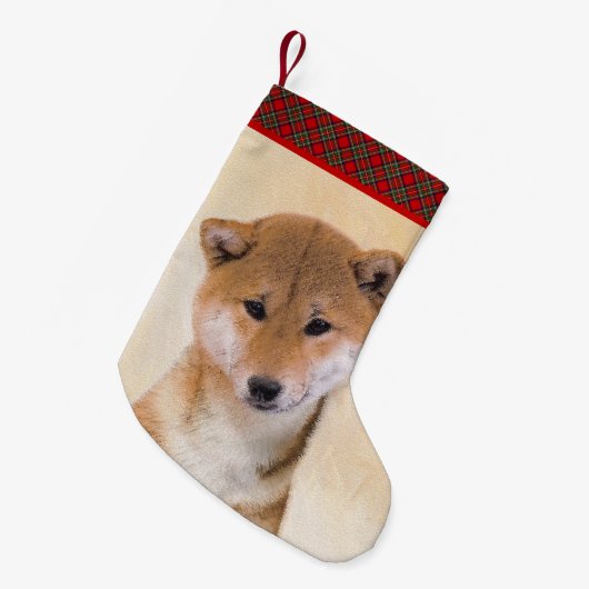 Shiba Inu (rood) schilderen - Oorspronkelijke hond Kleine Kerstsok (Voorkant (Hangend))