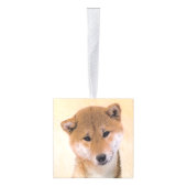 Shiba Inu (rood) schilderen - Oorspronkelijke hond Kubus Ornament (Rechts)