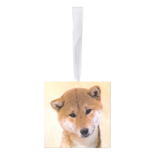 Shiba Inu (rood) schilderen - Oorspronkelijke hond Kubus Ornament (Rechts)
