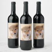 Shiba Inu (rood) schilderen - Oorspronkelijke hond Wijn Etiket (Flessen)