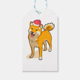 Shiba Inu Santa Claus Dog Kerstmis Cadeaulabel