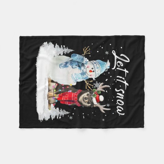 Shiba Inu Santa Dog Kerstmis Snowman Xmas Pajama Fleece Deken (Voorkant (Horizontaal))