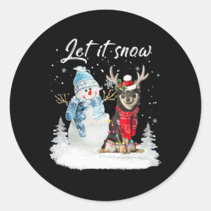 Shiba Inu Santa Dog Kerstmis Snowman Xmas Pajama Ronde Sticker