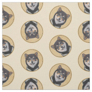 Shiba Inu Schilderen Zwart en Tan Originele Hond A Stof