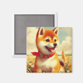  Shiba Inu schilderij Magneet (Voorkant / Achterkant)