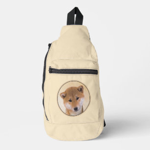 Shiba Inu Schilderij Rood Schattige Originele Pet  Sling Bag