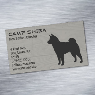 Shiba Inu Silhouet Hondenras Houtstijl Visitekaartje Magneet