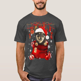 Shiba Inu Snow Ball Dog in Pocket Bag Winter Chri T-shirt