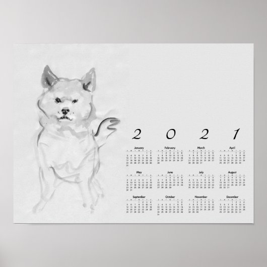 Shiba Inu Tableau original 4 Calendrier Poster 202 (Devant)