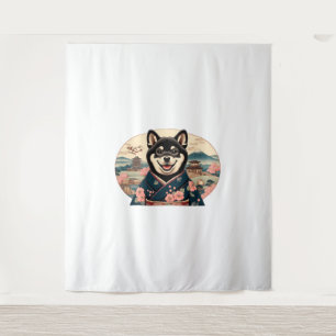 Shiba Inu Ukiyo-e stijl Wandkleed