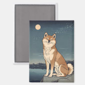 Shiba Inu Under Moonlight Magnet (Recto/Verso)