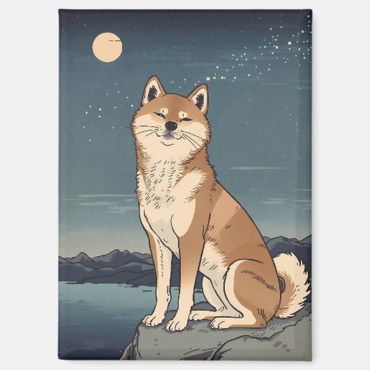 Shiba Inu Under Moonlight Magnet (Recto)