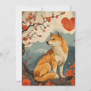 Shiba Inu Vintage Valentijnsdag  Feestdagenkaart