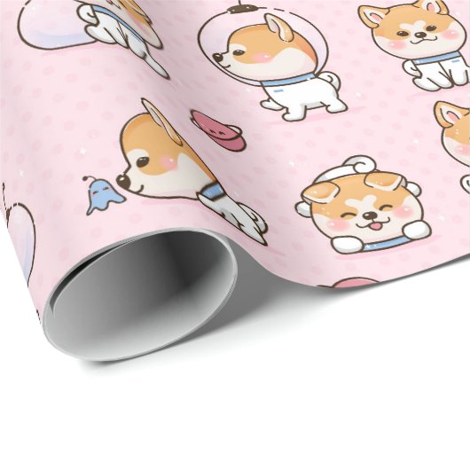 Shiba Inu Wrapping Paper Cadeaupapier (Rol Hoek)