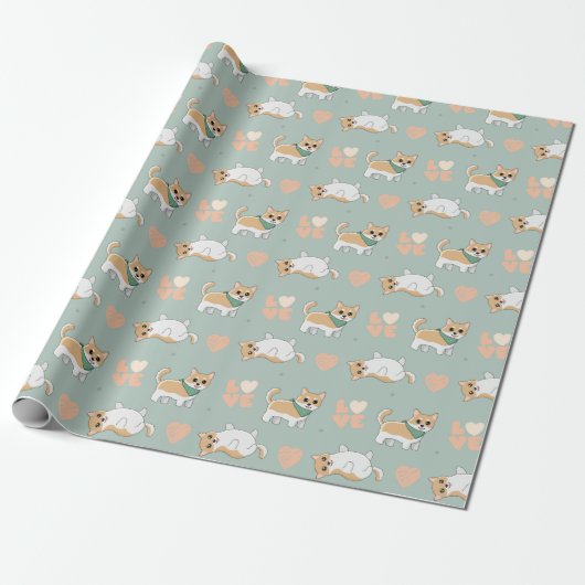 Shiba Inu Wrapping Paper Cadeaupapier (Uitgerold)