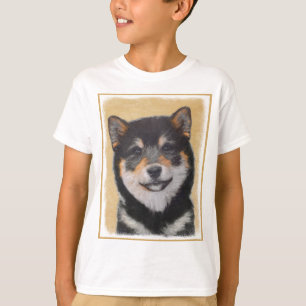 Shiba Inu (Zwart en Lichtbruin) Schilderij - Hond  T-shirt