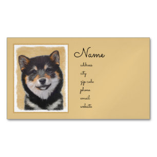 Shiba Inu (zwart en tan) schilderen - Dog Art Magnetisch Visitekaartje