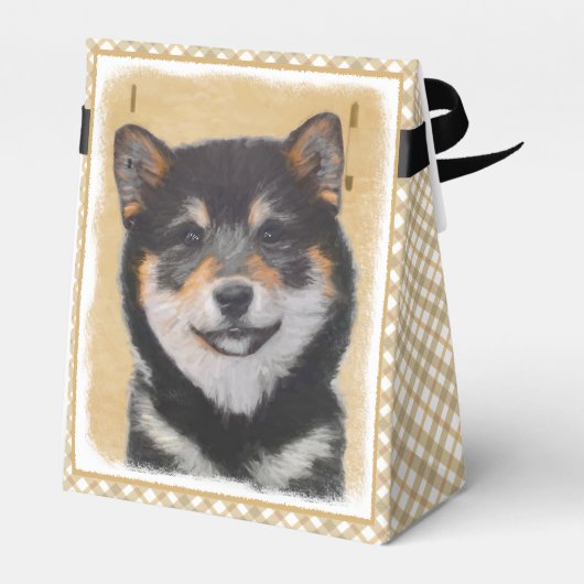Shiba Inu (zwart en tan) schilderen - hond Art Bedankdoosjes (Achterkant)