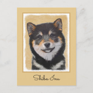 Shiba Inu (zwart en tan) schilderen - hond Art Briefkaart