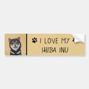 Shiba Inu (zwart en tan) schilderen - hond Art Bumpersticker
