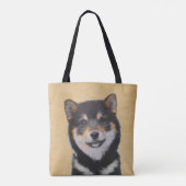 Shiba Inu (zwart en tan) schilderen - hond Art Draagtas (Achterkant)