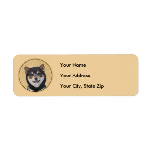 Shiba Inu (zwart en tan) schilderen - hond Art Etiket