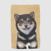 Shiba Inu (zwart en tan) schilderen - hond Art Golfhanddoek (Voorkant)
