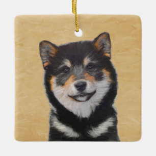 Shiba Inu (zwart en tan) schilderen - hond Art Keramisch Ornament