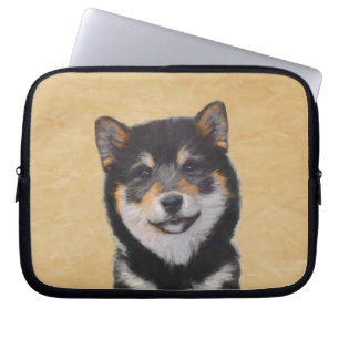Shiba Inu (zwart en tan) schilderen - hond Art Laptop Sleeve