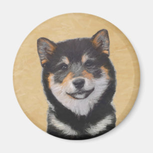 Shiba Inu (zwart en tan) schilderen - hond Art Magneet
