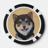 Shiba Inu (zwart en tan) schilderen - hond Art Poker Chips (Achterkant)