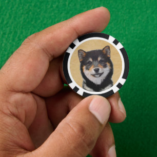Shiba Inu (zwart en tan) schilderen - hond Art Poker Chips