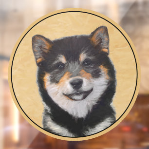 Shiba Inu (zwart en tan) schilderen - hond Art Raamsticker