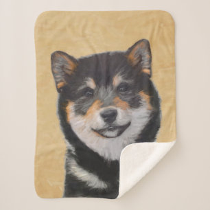 Shiba Inu (zwart en tan) schilderen - hond Art Sherpa Deken
