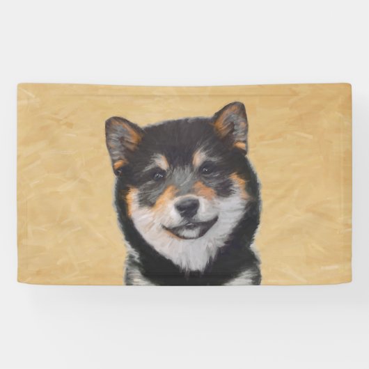 Shiba Inu (zwart en tan) schilderen - hond Art Spandoek (Horizontaal)