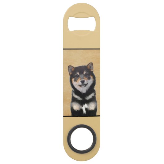 Shiba Inu (zwart en tan) schilderen - hond Art Speed Flessenopener (Voorkant)