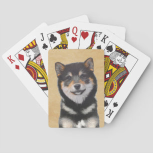 Shiba Inu (zwart en tan) schilderen - hond Art Speelkaarten