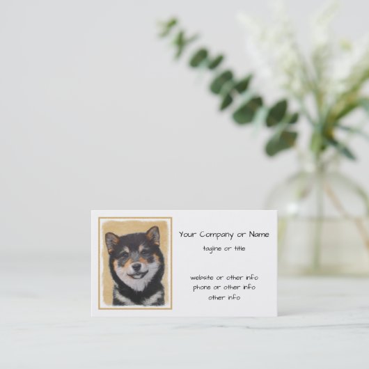 Shiba Inu (zwart en tan) schilderen - hond Art Visitekaartje (Staand voorkant)