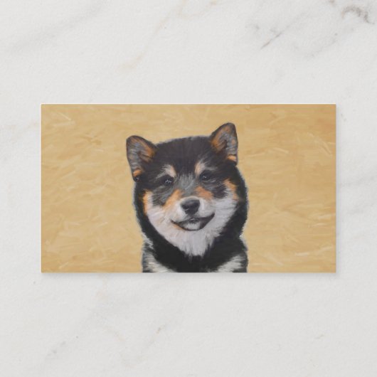 Shiba Inu (zwart en tan) schilderen - hond Art Visitekaartje (Achterkant)