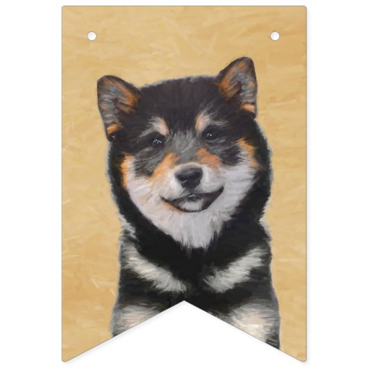 Shiba Inu (zwart en tan) schilderen - hond Art Vlaggetjes (Derde vlag)